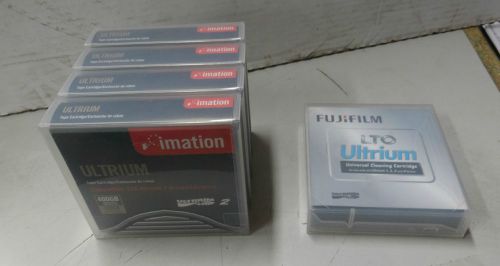 4 New IMATION ULTRIUM LTO 2 Tape 200/400 GB and 1 LTO Ultrium Cleaning Cartridge