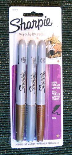 SHARPIE Fine Point Permanent Marker Metallic 3 Pack Sharpies Markers Gold Silver