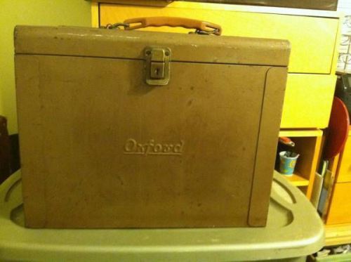 Vintage Metal File Box Oxford Sturdy Heavy Metal Box