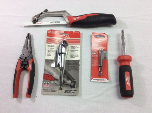 Small Lot Of Milwaukee Hand Tools Hack Saw Electricans Pliers Screwdriver Etc