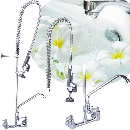 Commercial kitchen 9.8&#034; pre-rinse faucet w/ 15.7&#034; swivel add-on sink mixer tap for sale