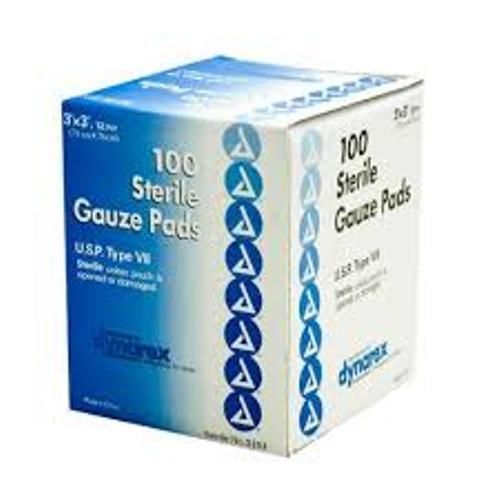 Dynarex Gauze Pads - Sterile - 3&#039;&#039; X 3&#039;&#039; - 12 ply - 100 ct  (3 PACK)