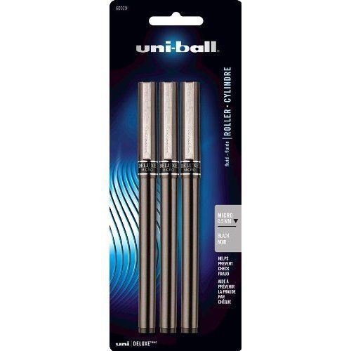 Uni-ball deluxe micro point roller ball pens, black, 3 (60029pp), free shipping for sale