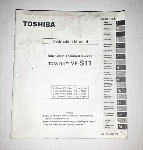 TOSHIBA TOSVERT VF-S11 Global Inverter Instruction Manual