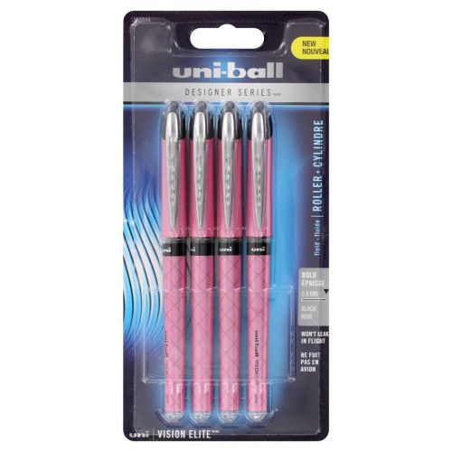 8 uni-ball designer pink rollerball pens bold point .8mm black ink deep discount for sale