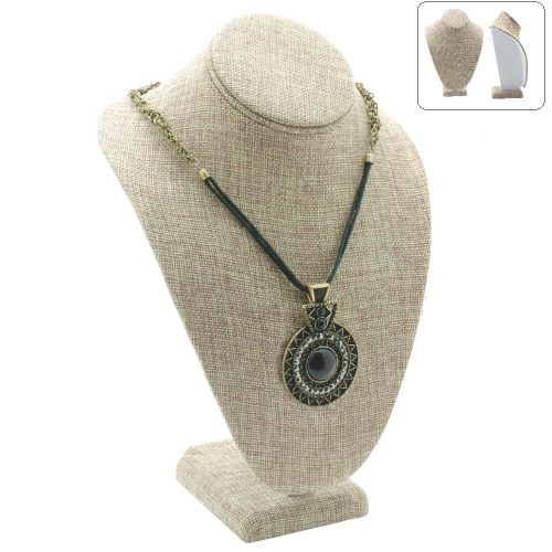 MODERN BURLAP NECKLACE DISPLAY BUST 11&#034; Tall SHOWCASE DISPLAY JEWELRY BUST STAND