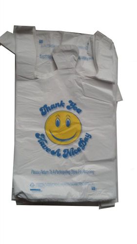 600/cs  1/8 XHD White Smile Face Thank You Shopping T-shirts Bags