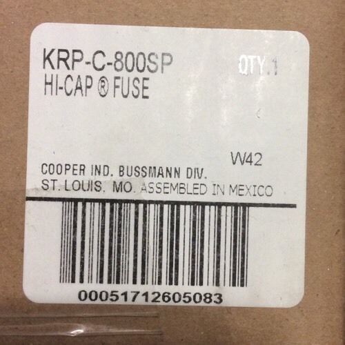 COOPER/BUSSMAN, KRP-C-800SP LOW PEAK TIME DELAY FUSE 600V 800A (receive 2 Fuses)