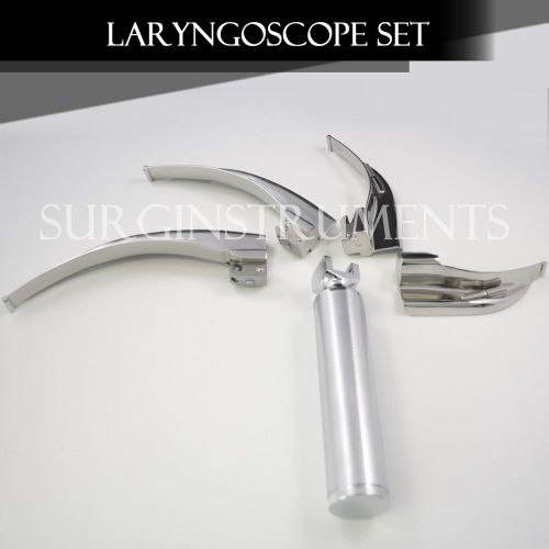 Mac Laryngoscope Set MAC #1, 2, 3, 4 Blades &amp; 1 C Handle Surgical &amp; Veterinary