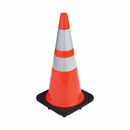 28&#034; Orange Safety Traffic Cones Wide Body, Black Base with Two Reflective Collar