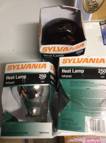 (3) Sylvania 250 Watt Red Heat Lamp Bulb w/Std Base Lamps NEW 250R40/RED/RP