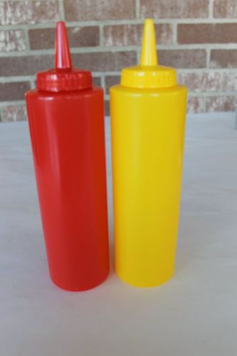 2 Condiment Dispenser Squeeze Bottle Plastic Ketchup-Mustard- BBQ Dining 12oz
