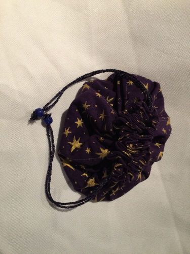 Drawstring Jewelry Travrl Pouch Purple With Gold Stars 6 Pouches Inside A27