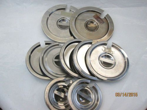 Lot of 9 Round Stainless Steel Restaurant Buffet Steam Table Soup LID Covers