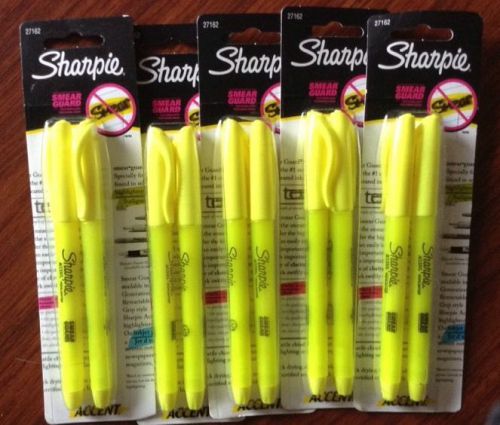 Sharpie Smear Guard Accent Pocket Style Highlighters Yellow (2) Per Pack 5 Packs