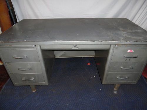 Invincible Metal Furniture Tanker Desk Heavy Duty Vintage Used