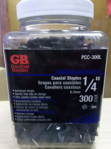 GARDNER BENDER 300 COUNT 1/4&#034; COAXIAL STAPLES, PCC-300L, 6.3MM, VOICE DATA VIDEO