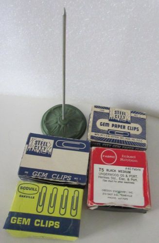 Vintage Office 5 pieces : Receipt Holder, 2 Steel City, 1 Scovill 1 Inked Ribbon