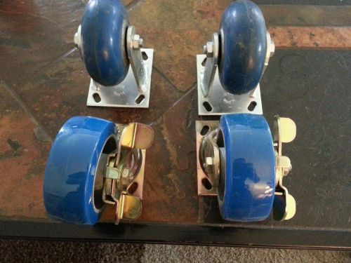 Albion 5 heavy duty caster set. 2 swivel 2 fixed. 4&#034;x4.5&#034; mounting plates for sale