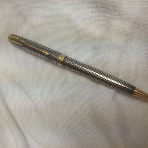 Parker Sonnet Sterling Silver Cisele &amp; Gold Trim Ballpoint Pen Medium