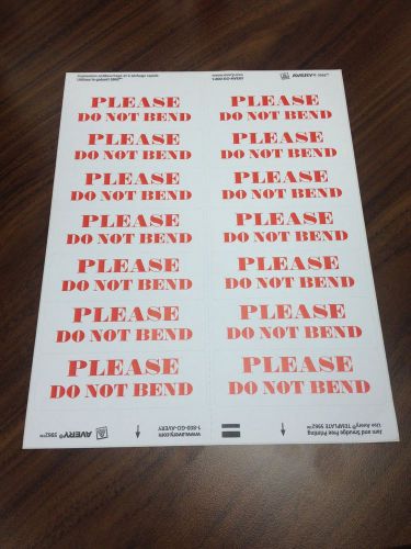 *PLEASE DO NOT BEND&#034; Peel Off Stickers/Labels -  1 1/3&#034; x 4&#034; - ( 308 Total )