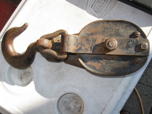Snatch block 8 inch 10 ton capacity hook  open close access vintage see photos for sale