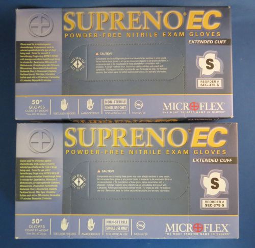 2 boxes microflex supreno ec powder-free nitrile exam gloves small  sec-375-s for sale