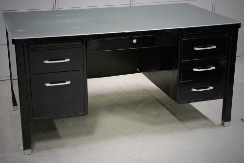 Black Steel Desk (5 drawers)
