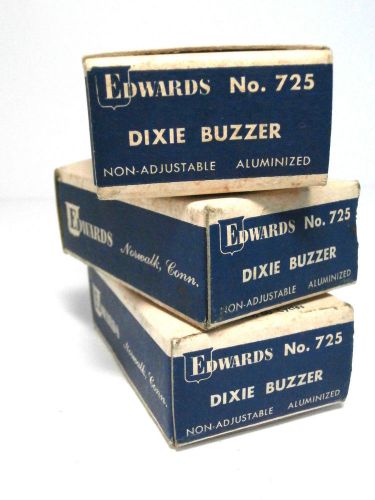 Lot of 3 NOS Vintage Edwards Dixie Buzzers No. 725 in Original Boxes Signal Comm