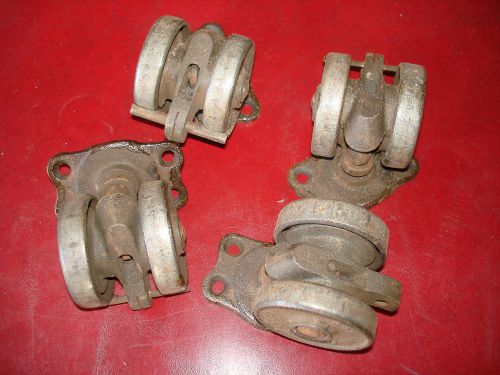 Vintage Steel Castors Set of 4 The Hamilton Co. Dual Wheels 2-1/4&#034; Diameter
