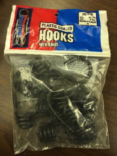 Plastic Coated Hooks With Rings. 3/8&#034;. 10 Pack. Bungee, Rope, Tarp, Outdoor