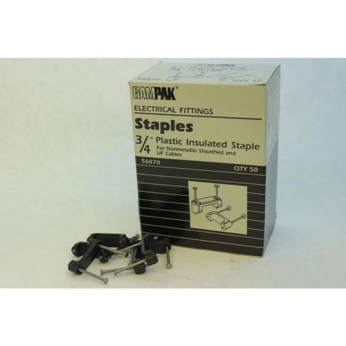 3/4&#034; Plastic Insulated Staple Gampak Misc. Electrical 56070 Black  031857560706