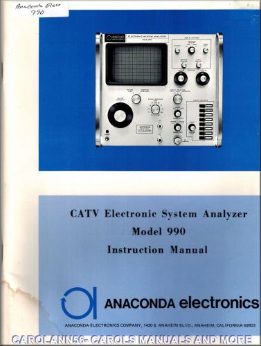 ANACONDA Manual 990 CATV ELECTRONIC SYSTEM ANALYZER
