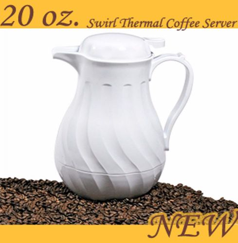 Update international swirl white thermal coffee server carafe 20 oz push button for sale