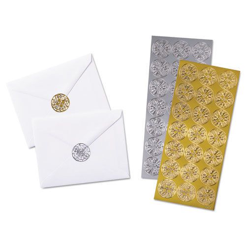 Quality Park Decorative Foil Envelope Seals, Permanent, 1-1/4 x 1-1/4, Assorted