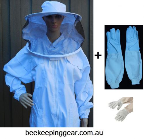 Beekeeping suit bee suit round hat heavy duty &amp; cow hide beekeeping gloves for sale