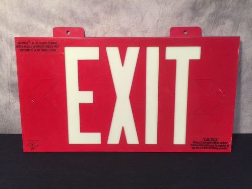 Brady Exit Sign #90885 Wall Mount, Red Metal, &#034;BradyGlo&#034; Photoluminescent, New