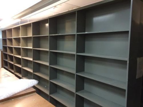 Metal Library Shelving Bookcases Bookshelves Row OF (7) SECTIONS 21 FT TOTAL