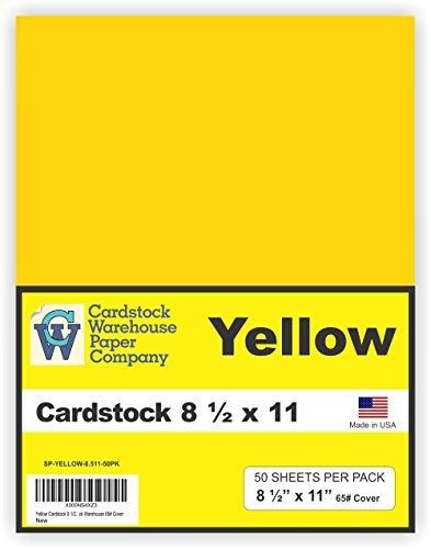 Yellow Cardstock 8 1/2&#034; x 11&#034; - 50 Pack from Cardstock Warehouse 65# Cover