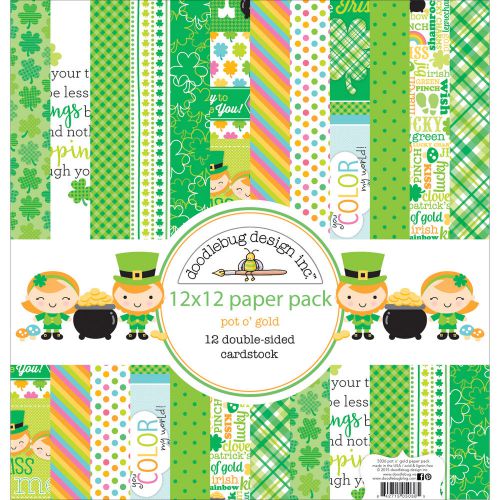&#034;Doodlebug Double-Sided Paper Pack 12&#034;&#034;X12&#034;&#034;-Pot O&#039;Gold&#034;