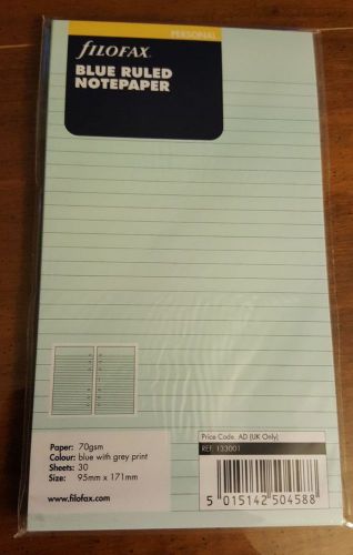 Filofax Blue Ruled Personal Size Notepaper - 133001 - Organizer/Planner