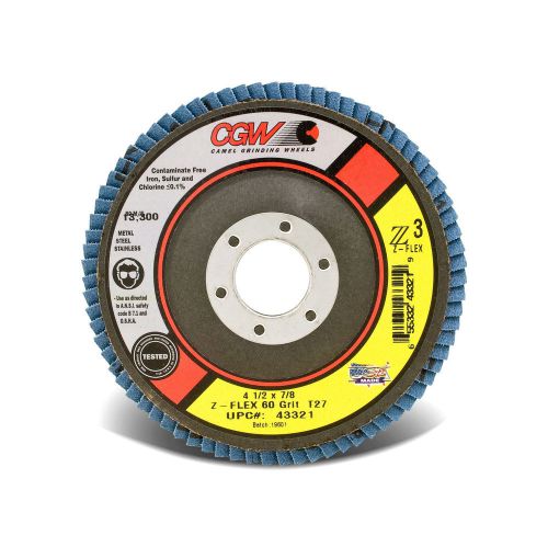 Z-flex 4-1/2&#034; x 7/8&#034; flap disc, zirconia, 40 grit,t29,usa, cgw #43326/ lot of 10 for sale