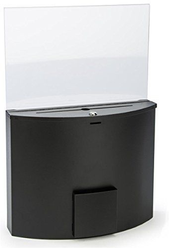 Displays2go Ballot and Suggestion Box, Locking, Includes 17 x 11 Inches Sign for