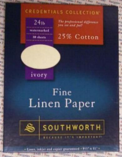 Southworth 24 lb. Watermarked Bond, IVORY,25% Cotton, 8-1/2&#034; x 11&#034;- P564C-NIB-NR