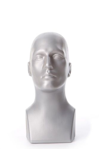 Free Standing Tabletop Male Mannequin Head Hat Scarf Display - Grey