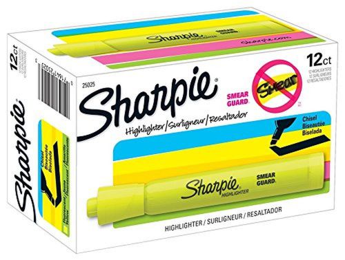 Sharpie Accent Tank-Style Highlighters Fluorescent Yellow 12 Pack (25025)