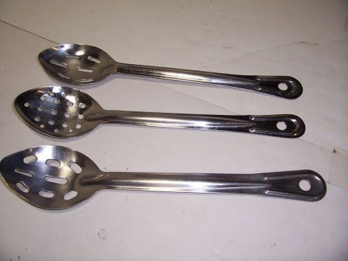 MIXED LOT 3 STAINLESS STEEL COMMERCIAL RESTAURANT SLOTTED SPOONS SERVING NSF