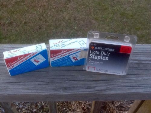 Lot of 3 boxes staples swingline 5/16&#034; and 1/2&#034; black and decker 1/4&#034; for sale