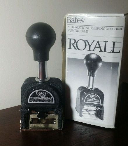 BATES ROYALL - AUTOMATIC NUMBERING MACHINE STAMP - MODEL NO. RNM5-7 5 WHEEL