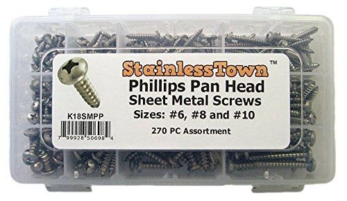 Stainless Town Stainless Steel Phillips Pan Sheet Metal Screw Assortment Kit